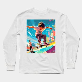 Skateboarding Tricks and Flips, Sports Graphic Design Long Sleeve T-Shirt